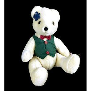 Applause 1988 Welcome Friends jointed teddy bear plush toy animal with vest